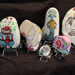 🎨 SpongeBob and the Crew – Hand-Painted Collectible Rocks! 🧽🌊