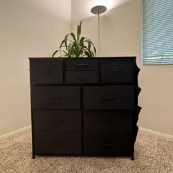 Dresser for Bedroom with 10 Drawers, Fabric Storage Dresser with Side Pockets, Tall Chest of Drawers for Hallway, Closets (Grey)