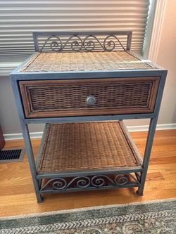 Bedside table- wicker with metal