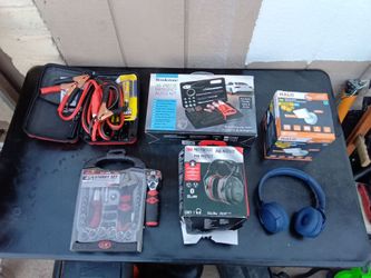 Selling emergency portable power jump cables, ear protection for strong and loud noises, JBL headphones, halo light bulb (very bright) and portable st