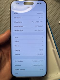 IPhone 16 pro max 256 gb AT&T