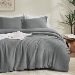 PHF Cotton Muslin Comforter Set King Size – Ultra Soft, Breathable & Lightweight Bedding Set for All Seasons, 3 Pieces - 1 Comfy Comforter 104"x90", 2