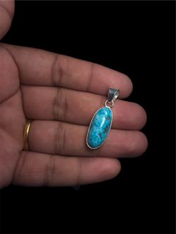 Certified Natural Persian Turquoise Pendant 925 Sterling Silver Handmade