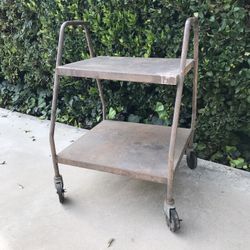 Vintage  Solid Metal Utility ROLLING CART * 