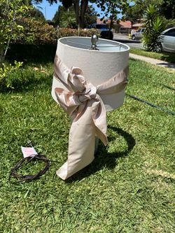 Table Lamp with Drum Shade and Satin Bow