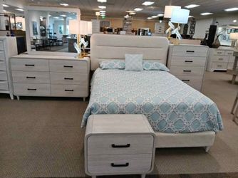 4PC Bedroom set modern design Dresser Mirror Nightstand king or queen size bed frame