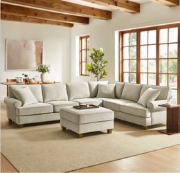 AIDEN & IVY HAZEL FABRIC SECTIONAL WITH STORAGE OTTOMAN