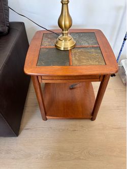 Beautiful Wood Couch-side Table
