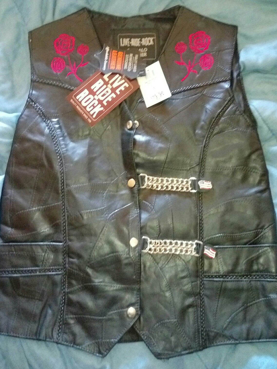 Motorcycle Leather vest, woman's XL
