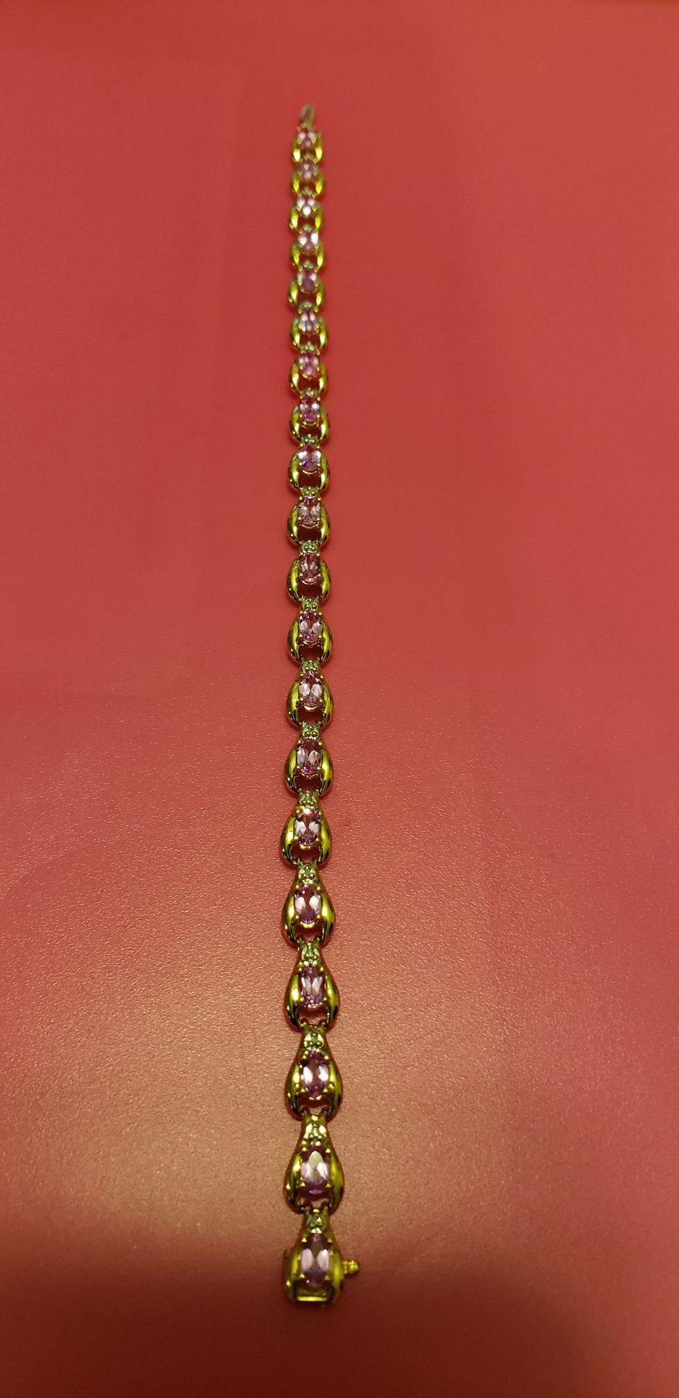 10k solid gold pink sapphire bracelet