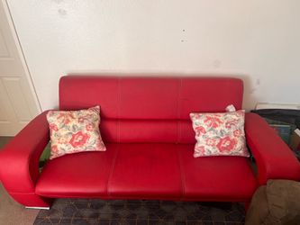 Red leather couch