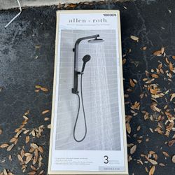 allen + roth Dual Head Shower Panel System Drexler Black 7.87-in with 3-way Diverter