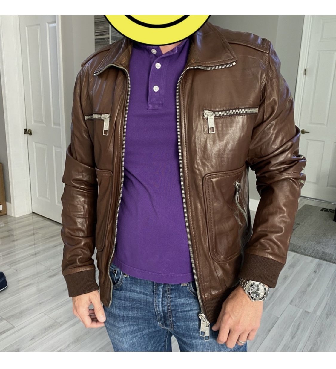 GF Ferre Men Designer Jacket Authentic Gianfranco Ferre Leather Jacket