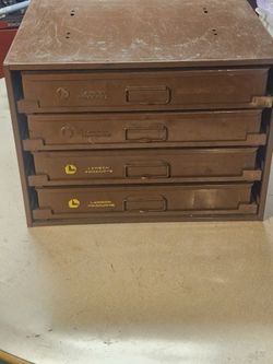 Lawson Products Brown Cabinet 4 Roll Out Drawers Cabinet