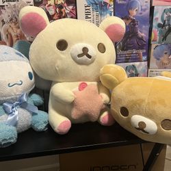 Large Plushies! Cinnamoroll, Rilakkuma, Korilakkuma