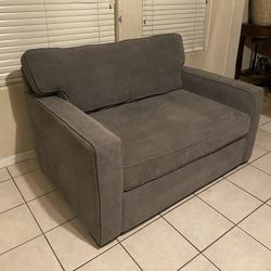 Gray Fabric Pullout Bed Loveseat