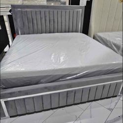 (NEW IN BOX) Grey With Silver King, Queen Full & Twin  Bed Frame 