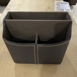 Media Storage Faux Leather Spinning Remote Control Organizer