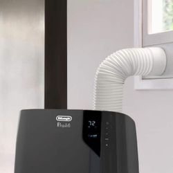 DeLonghi 12,000/6800 BTU 3 speed Pinguino DeLuxe PAC EX370LN 500 sq ft Portable Air Conditioner, Dark Grey