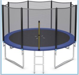Goplus 10 FT Trampoline with Safety Enclosure Net – Blue – Outdoor for Kids & Adults