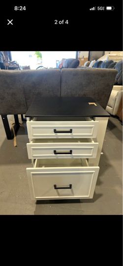 3-Drawer Nightstand with Black Top (22"L x 20" Dx 25"H)