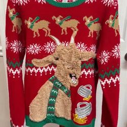 Jolly Sweaters Drunk Goat Beer Ugly Christmas Sweater Size Medium just $10