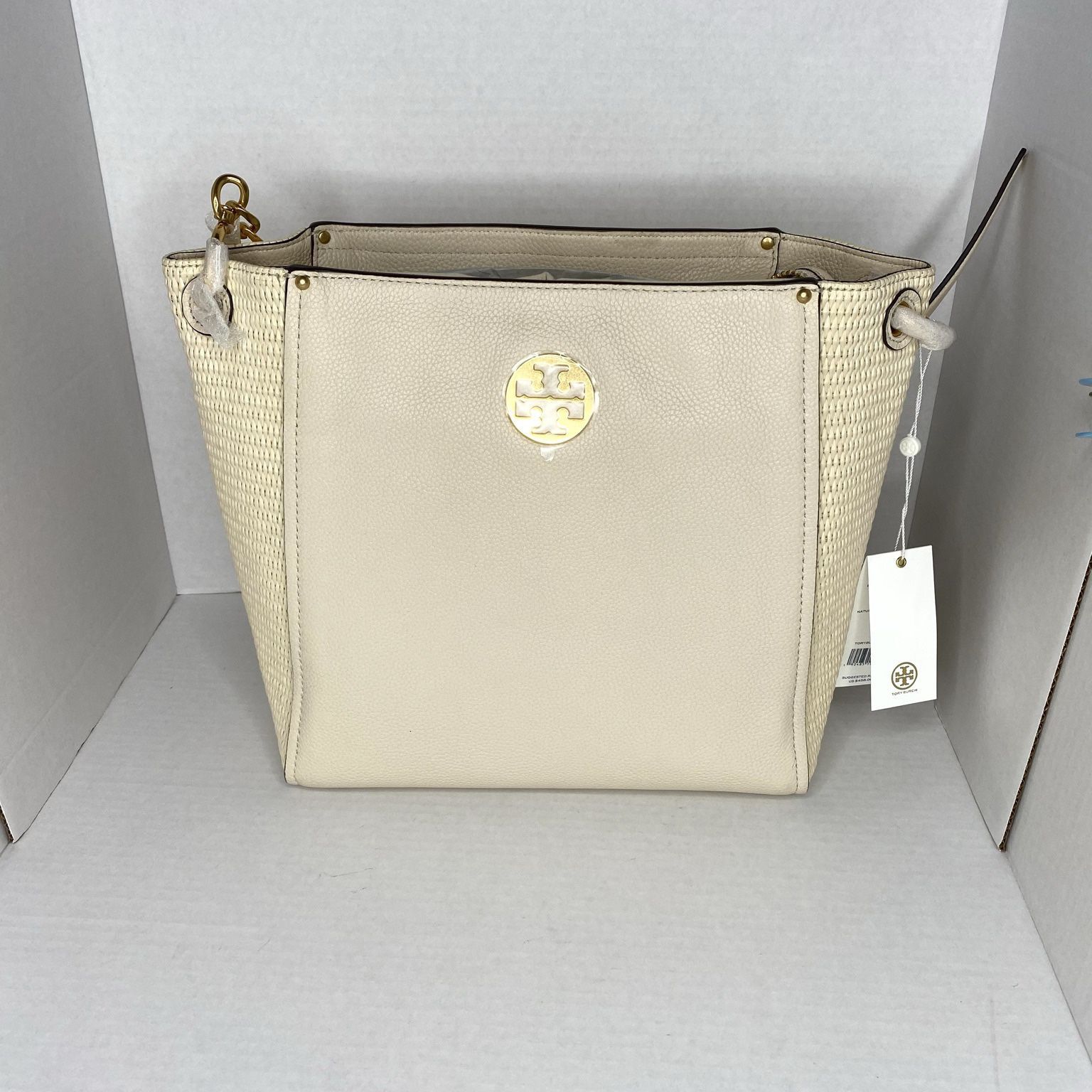 Tory Burch Everly Leather And Straw Hobo