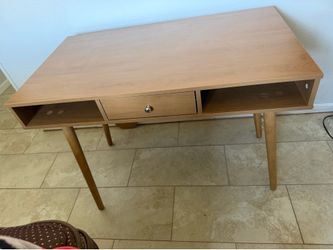 Mid-Century Desk with Drawer Light Brown