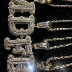 Gold Plated Letter With Stainless Steel Rope Chain