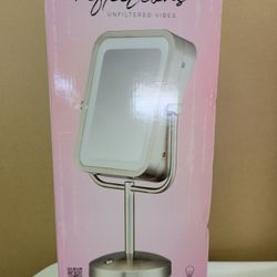 Conair Lighted Makeup Mirror, LED Vanity, 1X/8X Magnifying, Battery Operated in Brushed Nickel