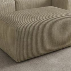 Ulixe 35” Modern Corduroy Ottoman – Khaki – No Assembly Required