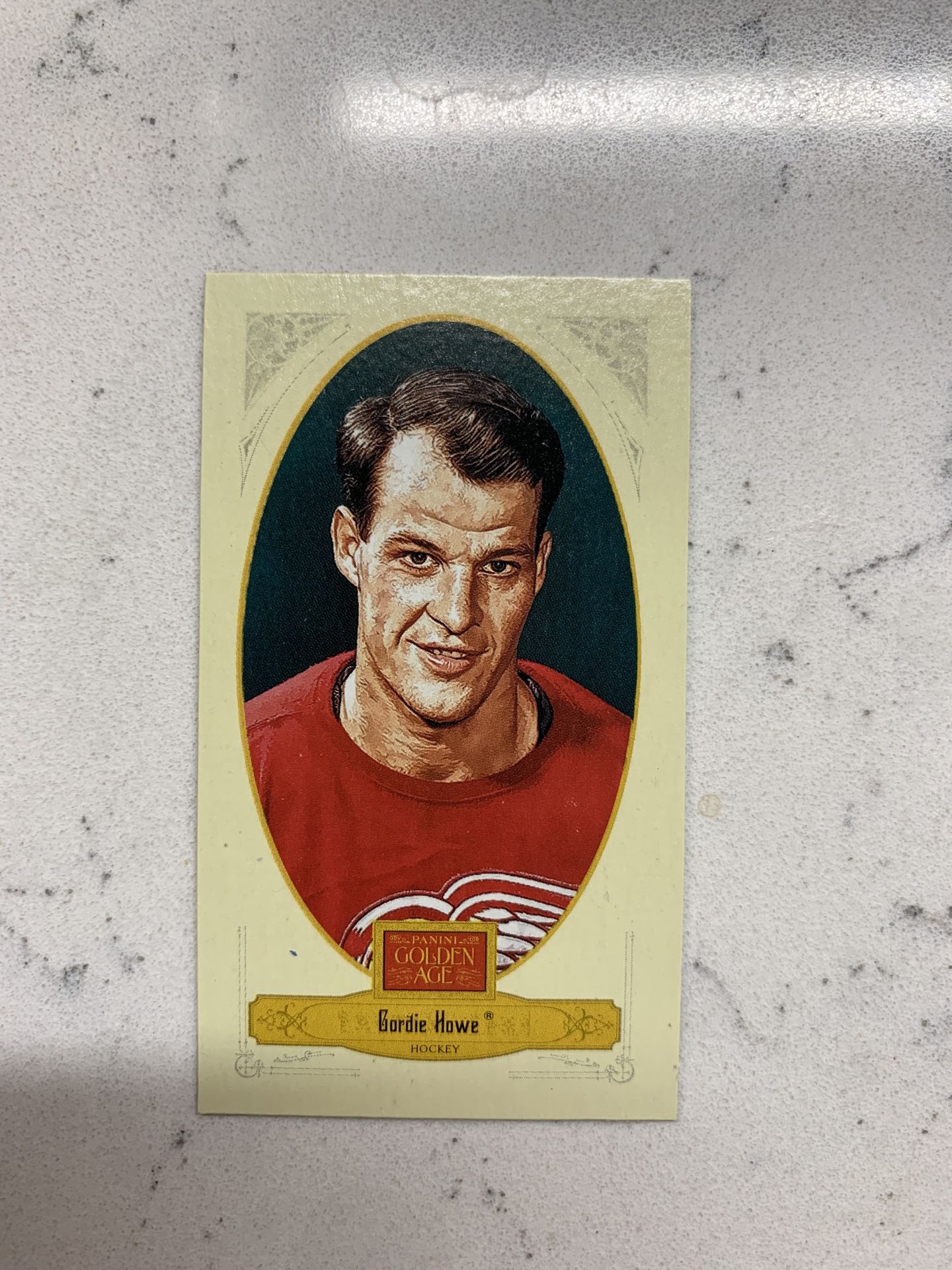 2012 Panini Golden Age #143 Gordie Howe Mini Crofts Candy Blue Ink card
