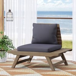 Dark Gray Wood Frame Stationary Conversation Chair With Wooden Side Table $150/2pcs 