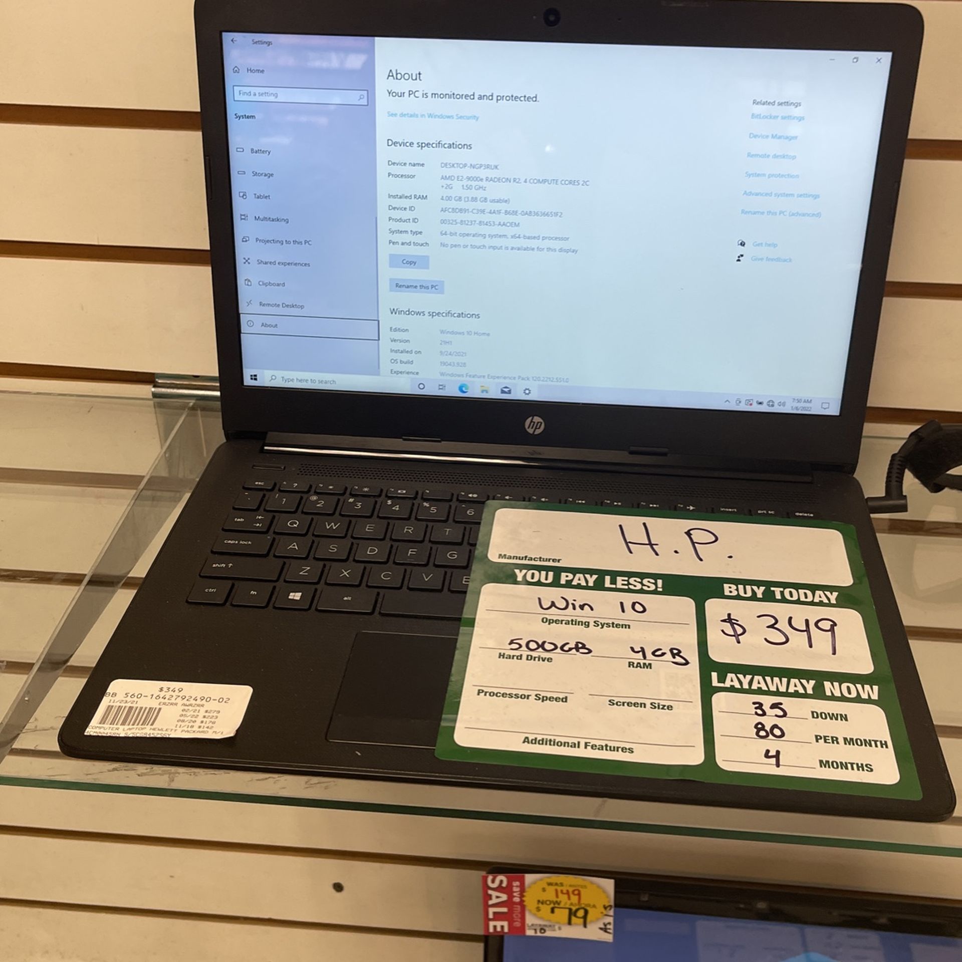 Hp Laptop @ fiesta Pawn Shop #560