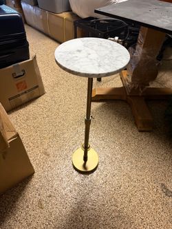 Round Marble Top Accent Side Table