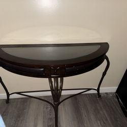 Half Circle Glass Top Table 