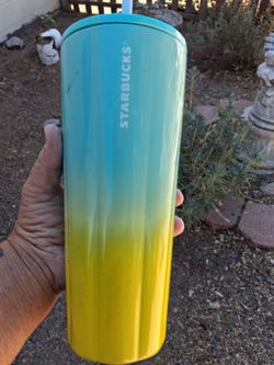 Starbucks Ombre Tumbler Teal Yellow