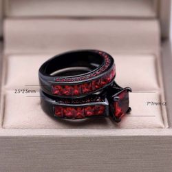 Black Gold Plated Womens Wedding Ring Sets Bridal 