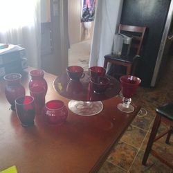 132-year-old Red Glass Antique Dishes