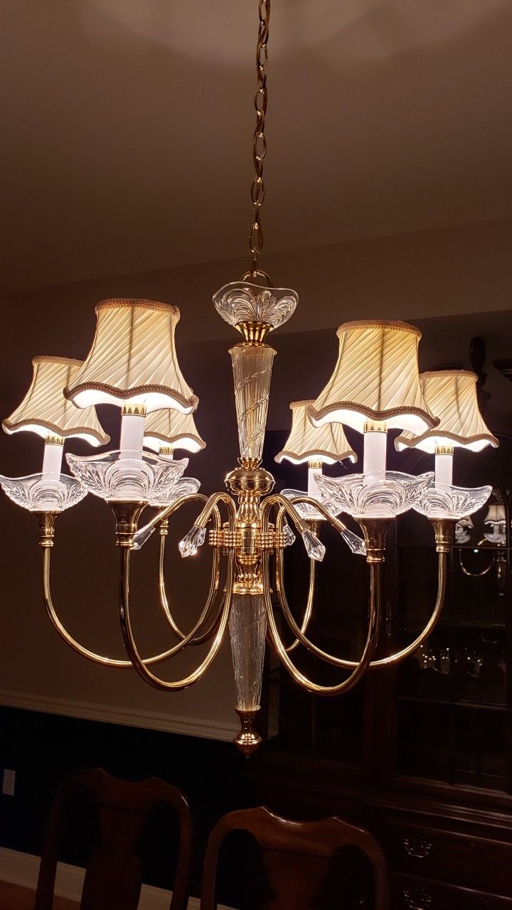Crystal and Brass Chandelier