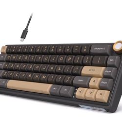 R65 Wired Gaming Keyboard with Volume Knob, 60% Percent RGB Backlit Mechanical Keyboard Gasket Mount with PBT Keycaps, MDA Profile, QMK/VIA, 66 Keys H