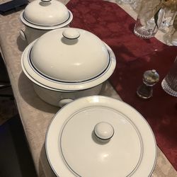 Dansk Bistro Set Of Three Service Pans With Lid Safe In Microwave Never Used 