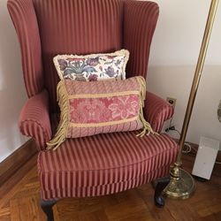 Striped Armchair With Embellished Pillows