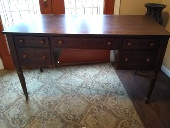 Solid wood desk with file drawers 24x54 great condition