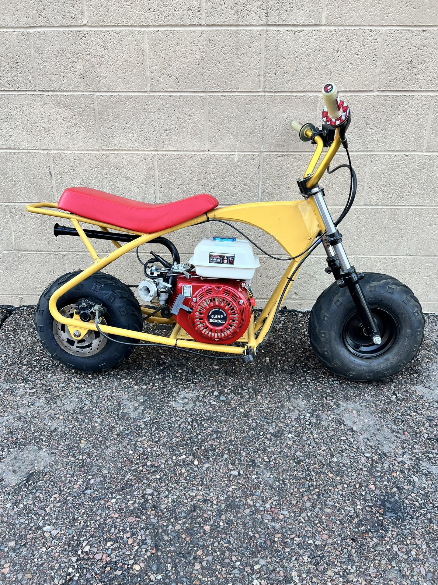 Mini Bike Motovox New 6.5HP Engine Big Hydraulic Brakes New Rear Tire Front Suspension Pro Taper Grips Exhaust Air Filter Adapter New Clutch And Chain