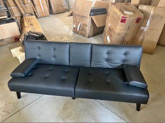 64" Futon Sofa Bed, Velvet Foldable Couch, Reclining Sleeper with Removable Armrests