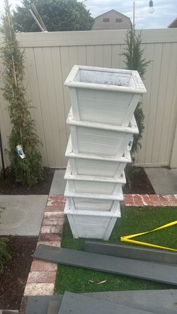 White Wood Planter Boxes – Set of 6