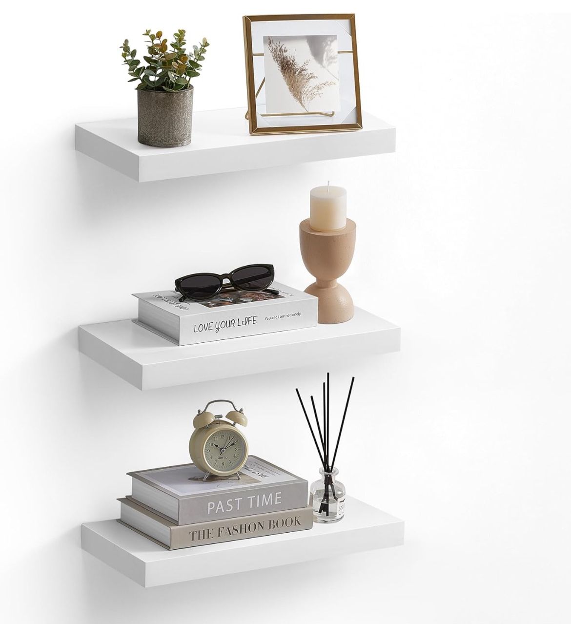 VASAGLE 15.7" Wall Shelves Floating Shelves Set of 3 - White