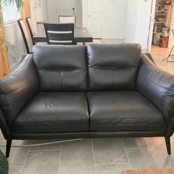 New Modern Leather Loveseat 