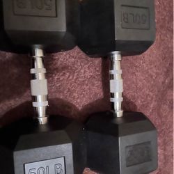 BalanceForm 50Lbs Rubber Encased Hex Dumbells *Brand New* 